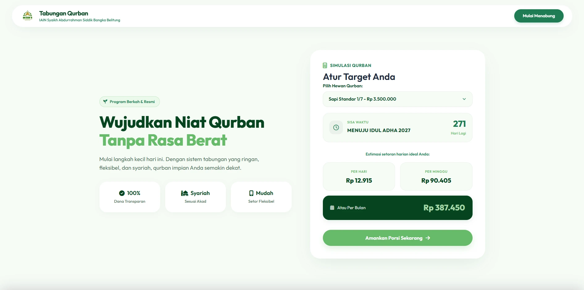 Screenshot TABUNGAN QURBAN IAIN SAS
